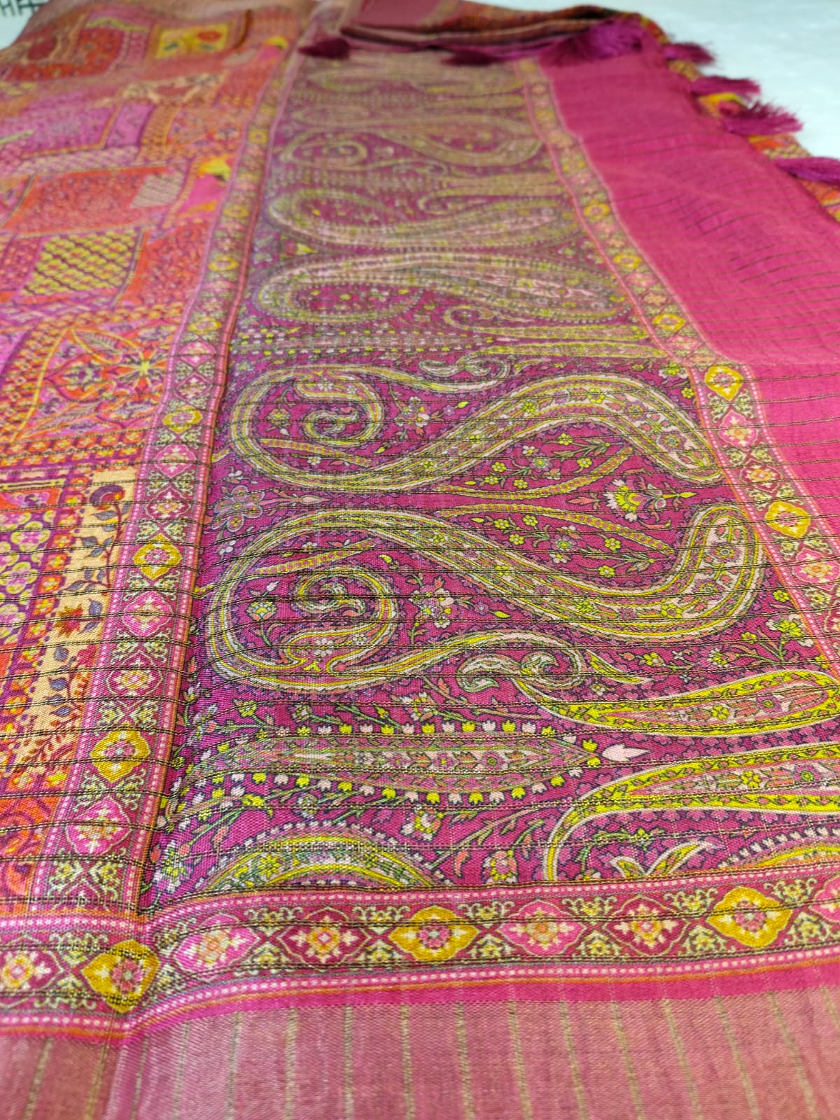 Mughal Art Tissue Saree – Intricate Heritage Motifs(Code MS-01)