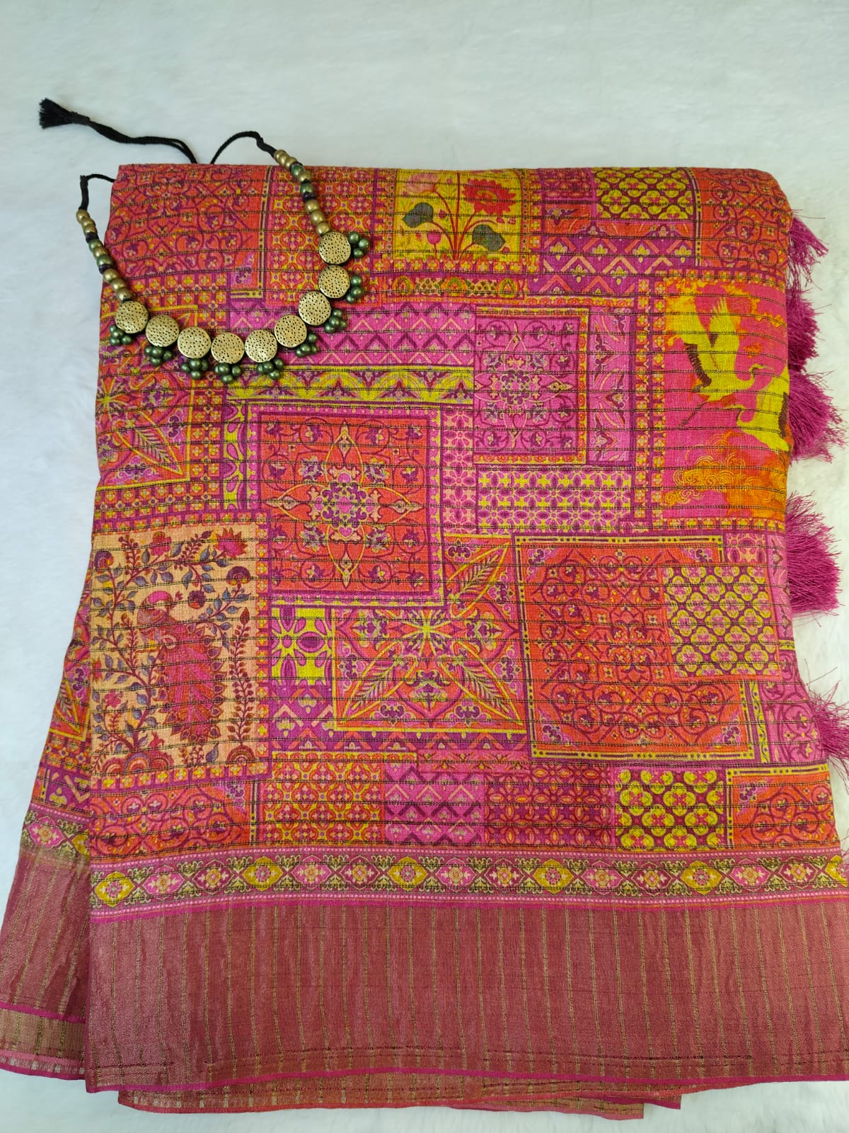 Mughal Art Tissue Saree – Intricate Heritage Motifs(Code MS-01)