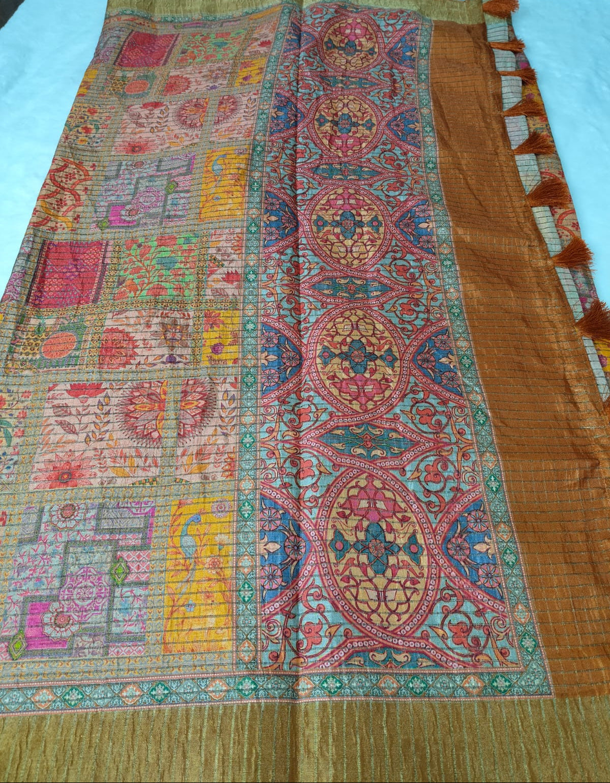 Mughal Art Tissue Saree – Intricate Heritage Motifs(Code MS-01)