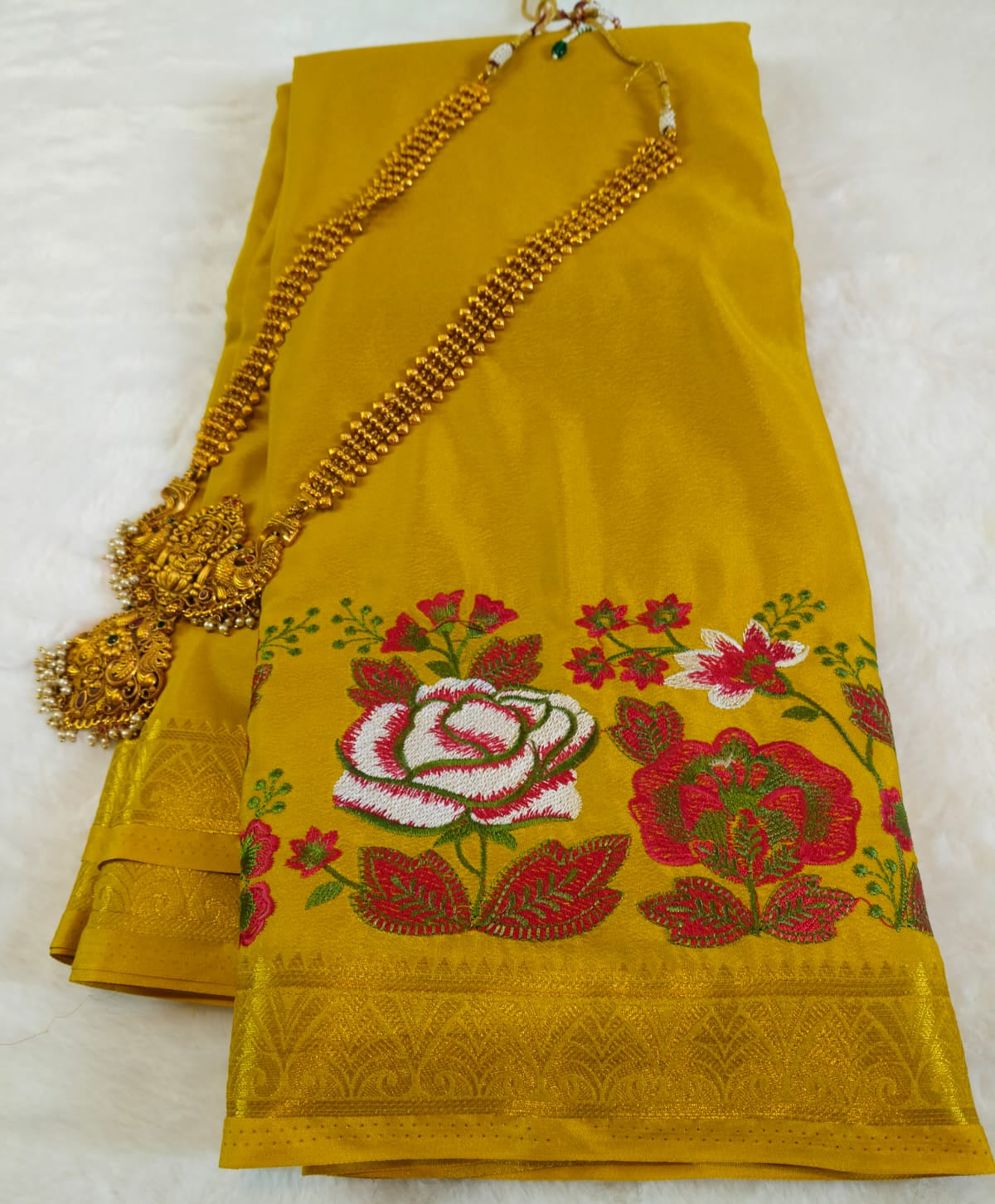 Semi Crepe Embroidery Work Saree(Code SS-31 )