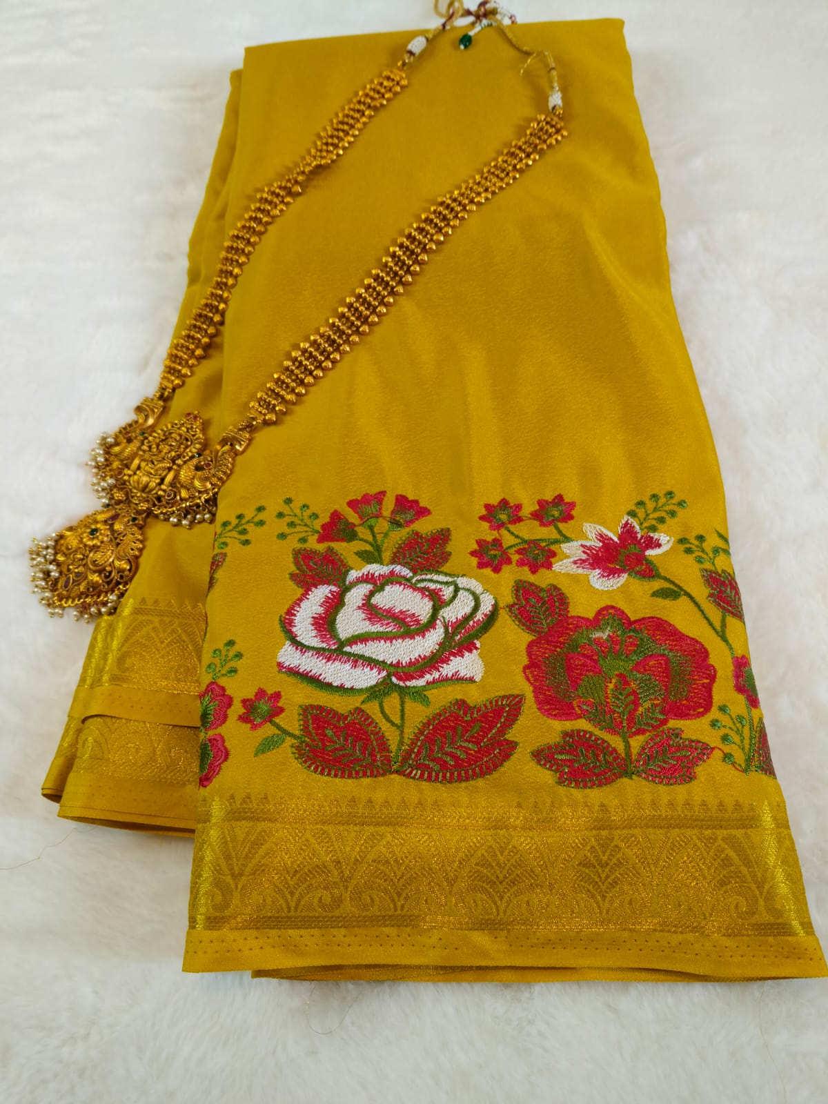 Semi Crepe Embroidery Work Saree(Code SS-31 )