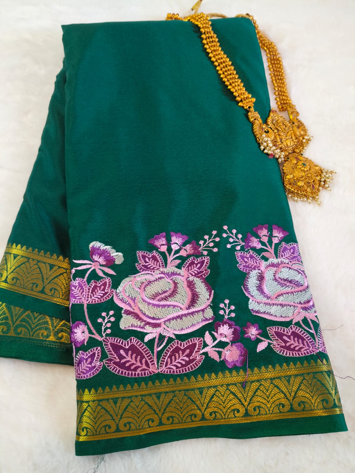 Semi Crepe Embroidery Work Saree(Code SS-31 )