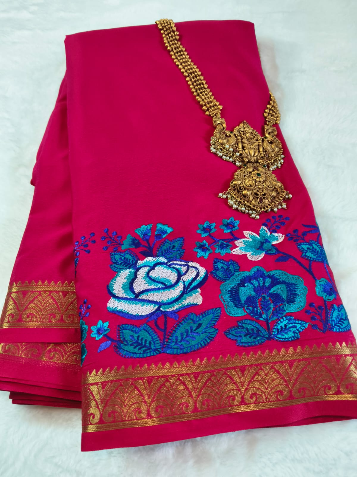 Semi Crepe Embroidery Work Saree(Code SS-31 )