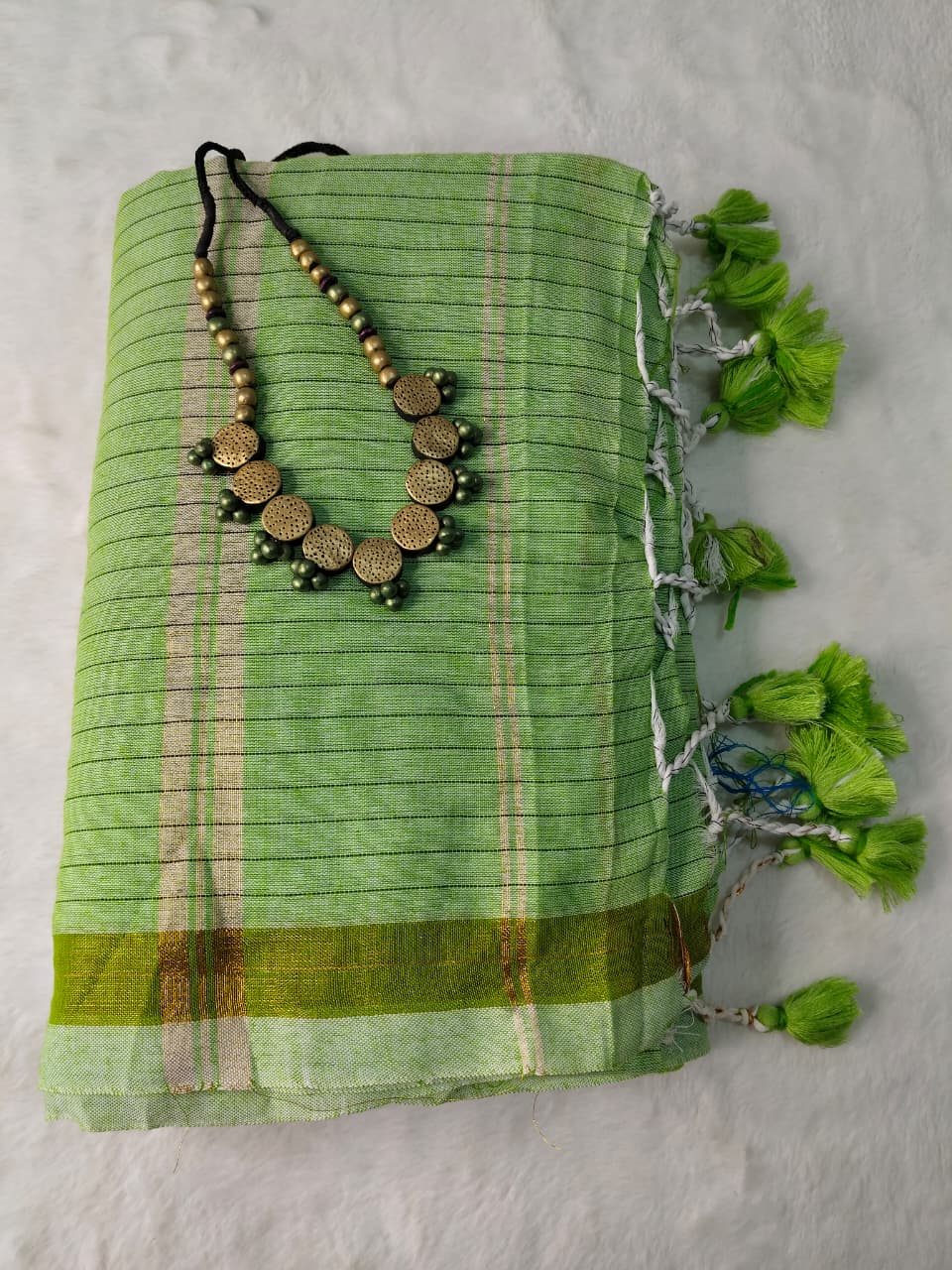 Khadi Cotton Sarees with stripes(KHDC-05)