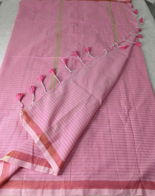 Khadi Cotton Sarees with stripes(KHDC-05)