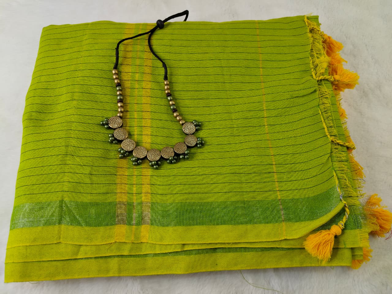 Khadi Cotton Sarees with stripes(KHDC-05)