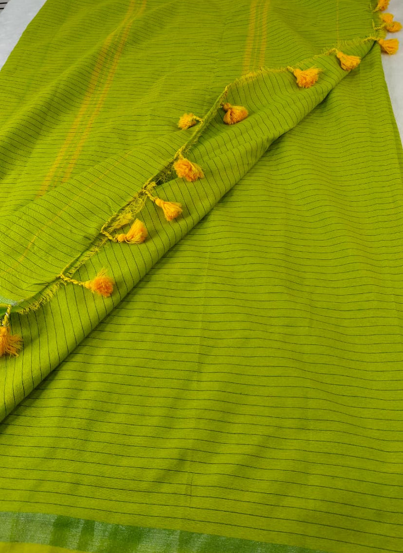 Khadi Cotton Sarees with stripes(KHDC-05)