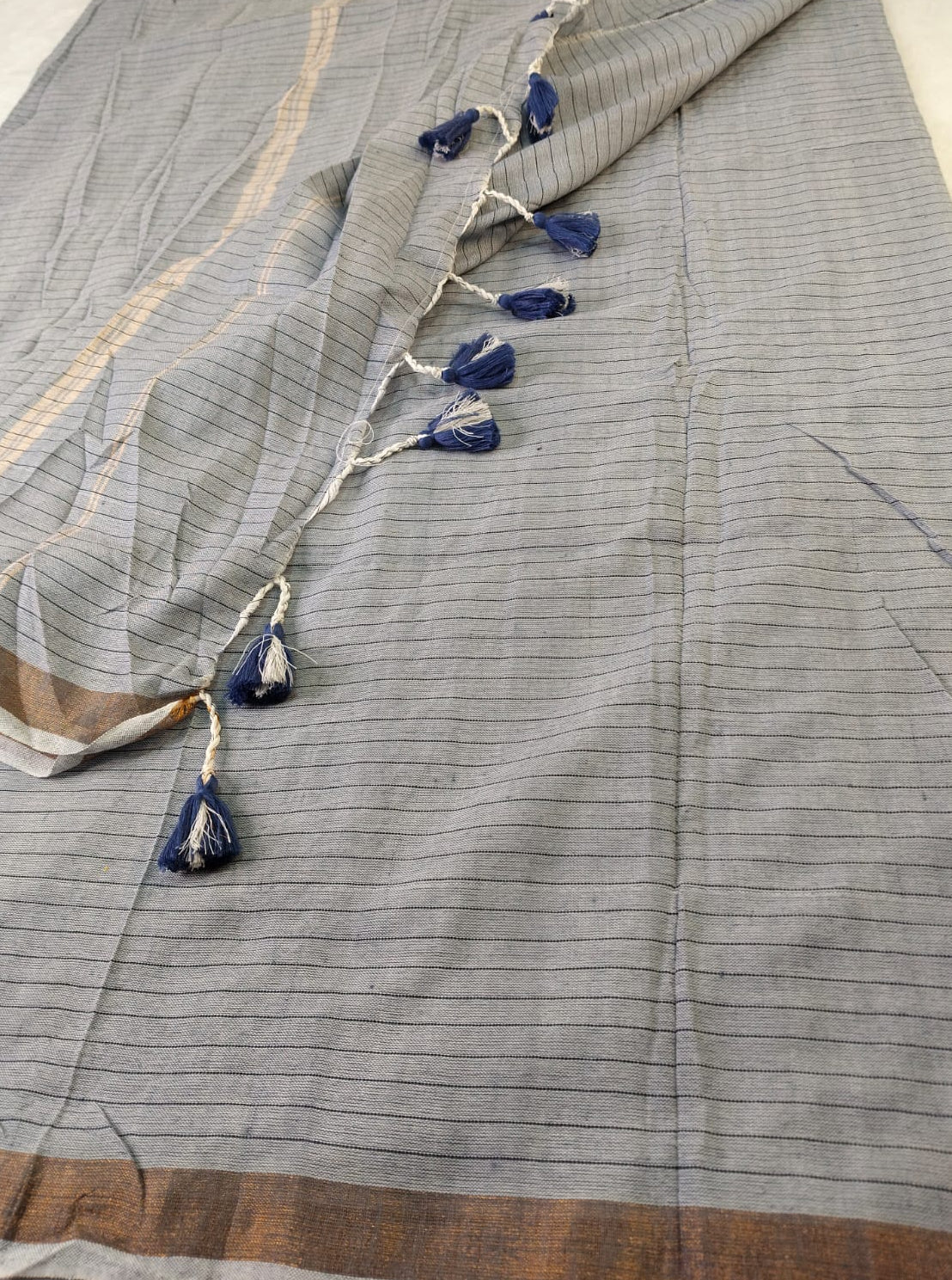 Khadi Cotton Sarees with stripes(KHDC-05)