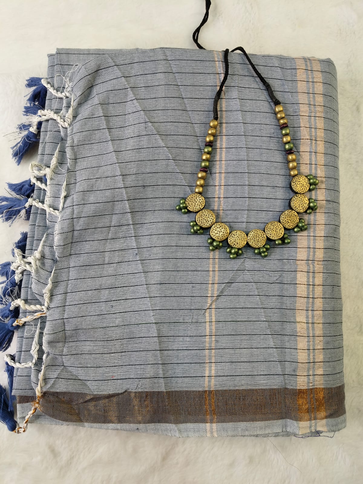 Khadi Cotton Sarees with stripes(KHDC-05)