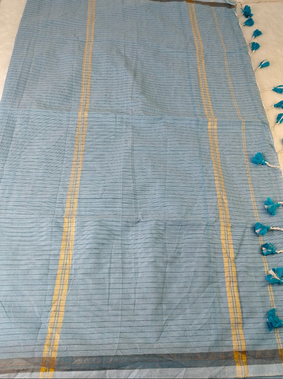 Khadi Cotton Sarees with stripes(KHDC-05)