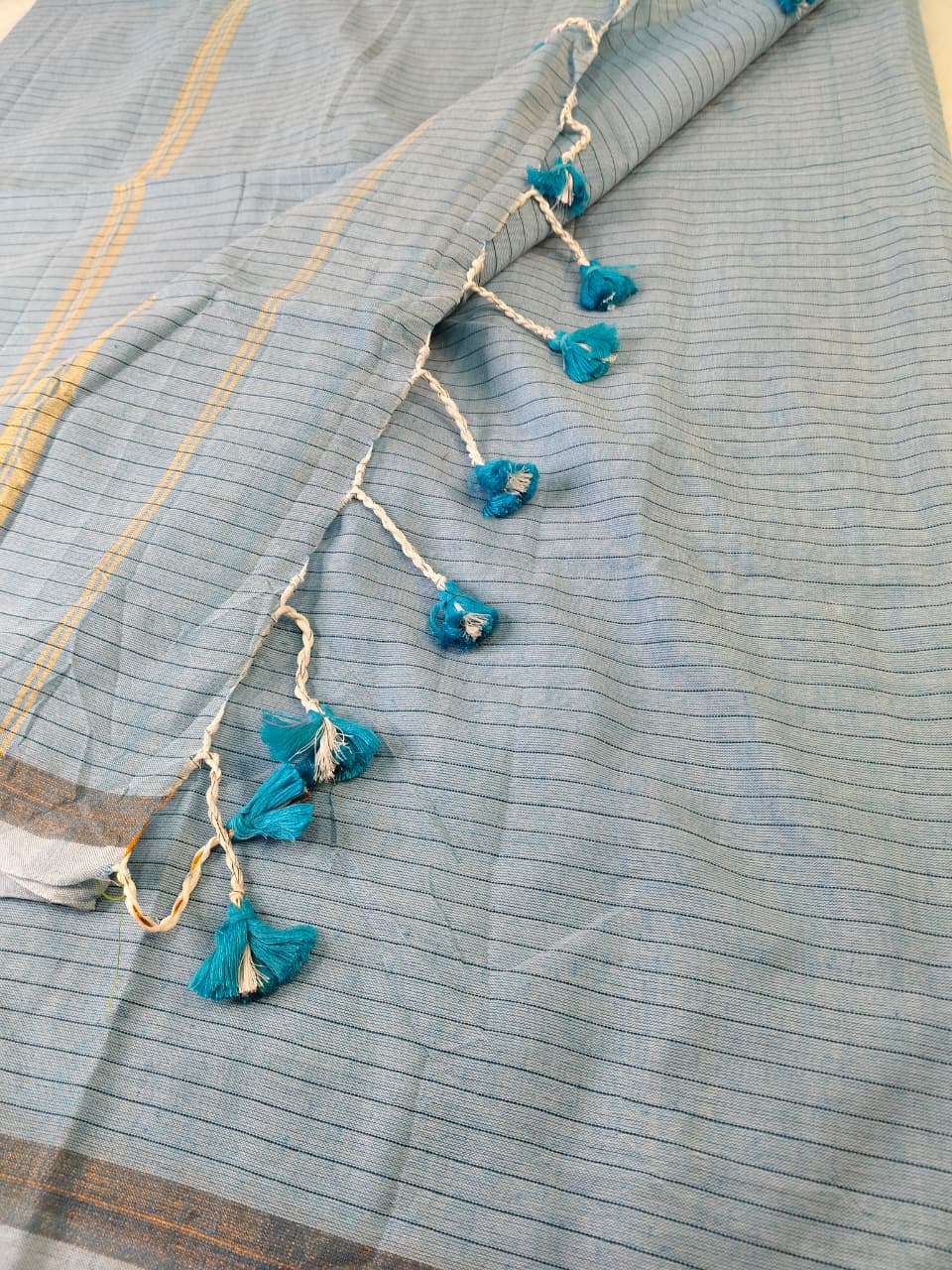 Khadi Cotton Sarees with stripes(KHDC-05)