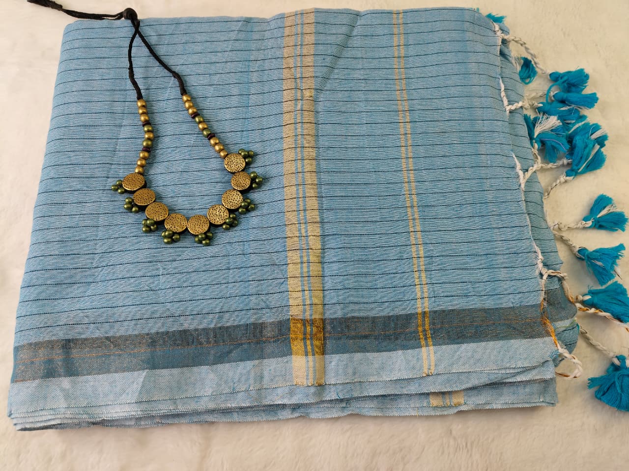 Khadi Cotton Sarees with stripes(KHDC-05)