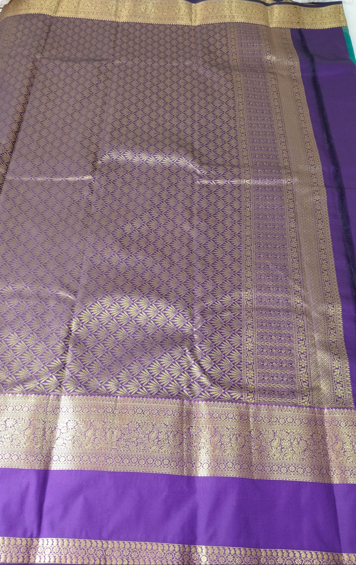 Pattu Silk Saree Teal With Dark Purple Bentex Border(PTS-15)