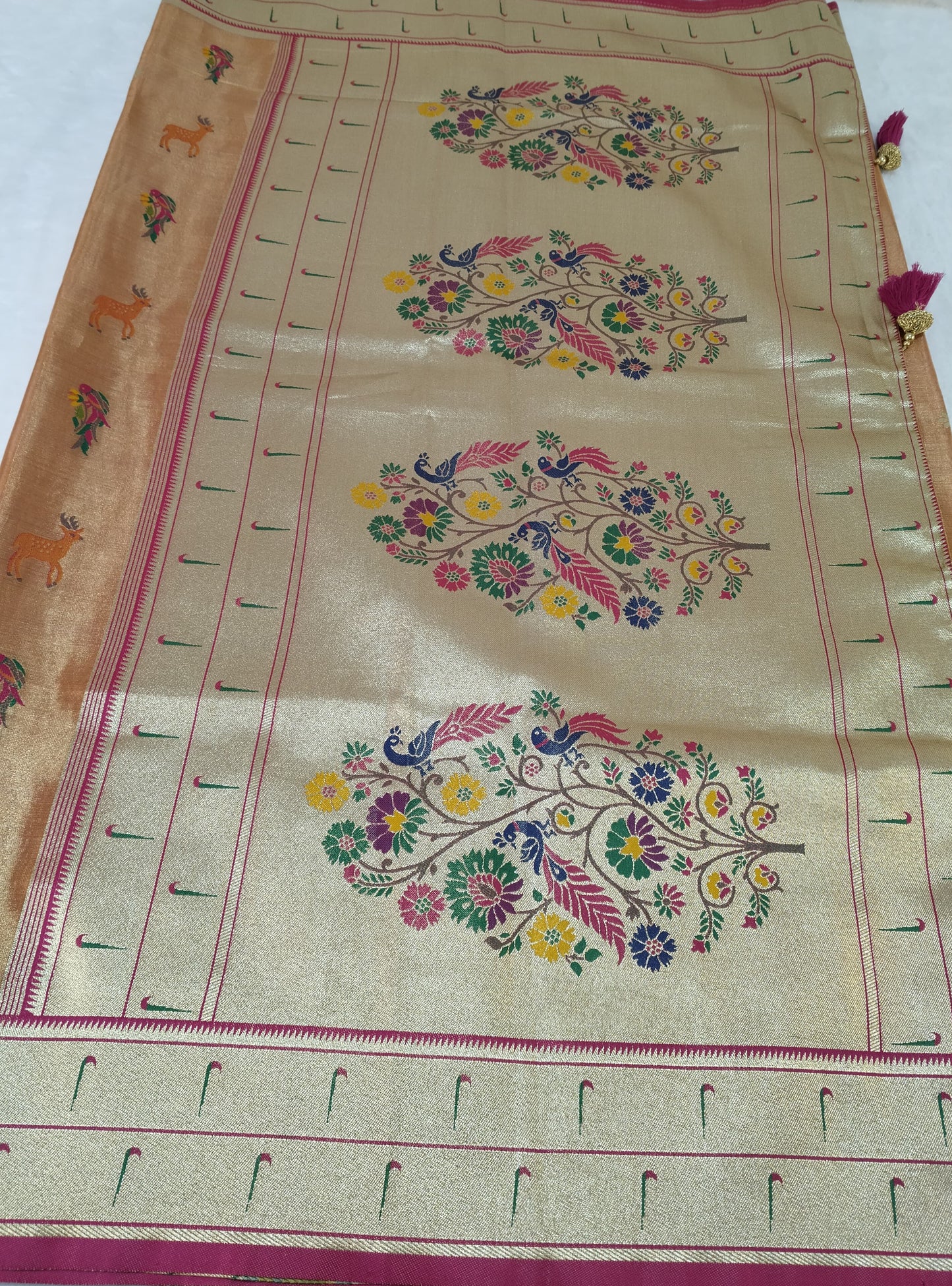 Luxurious Antique Gold Art Tissue Paithani Saree (TPS-01)