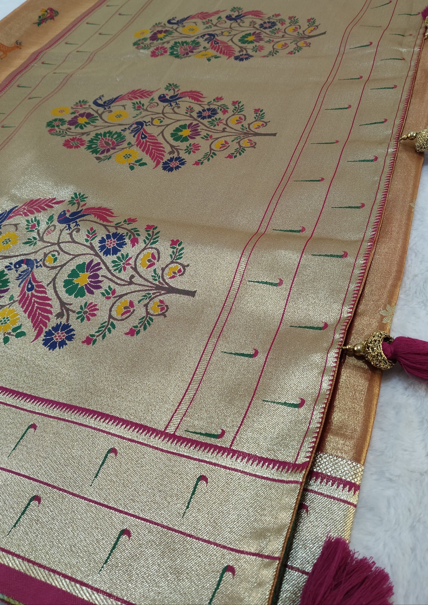 Luxurious Antique Gold Art Tissue Paithani Saree (TPS-01)