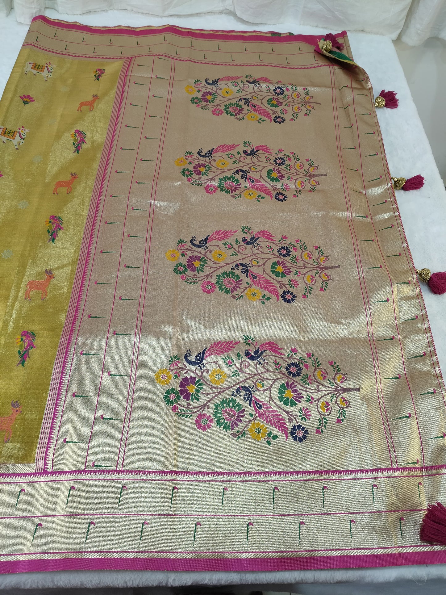 Luxurious Antique Gold Art Tissue Paithani Saree (TPS-01)