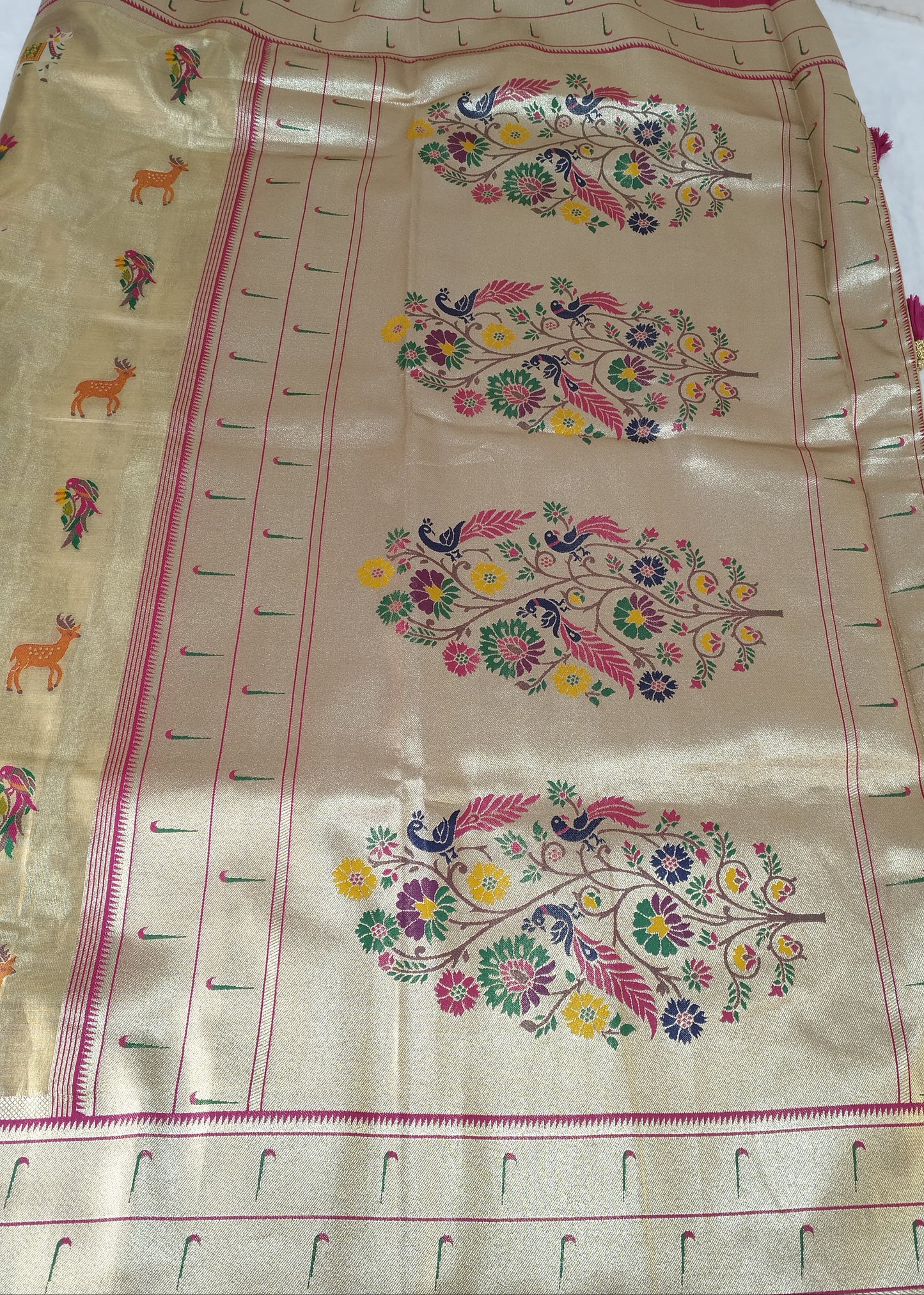 Luxurious Antique Gold Art Tissue Paithani Saree (TPS-01)