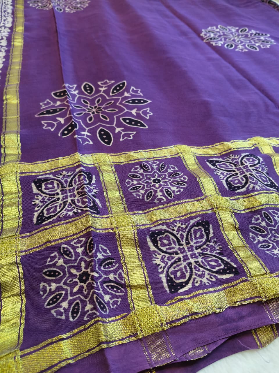 Premium Modal Silk Saree With Ajrakh Style Motifs (MDL-01)