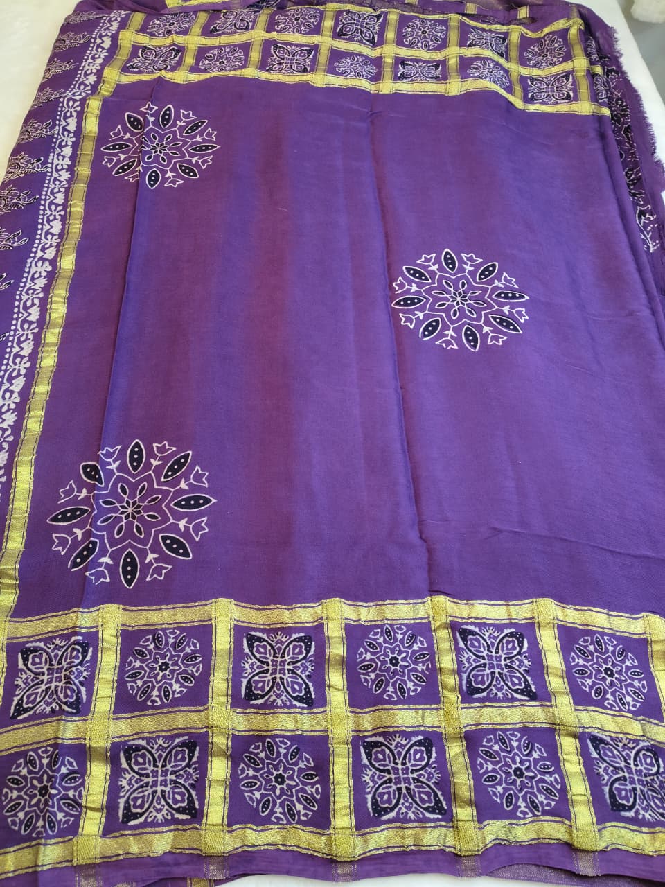 Premium Modal Silk Saree With Ajrakh Style Motifs (MDL-01)