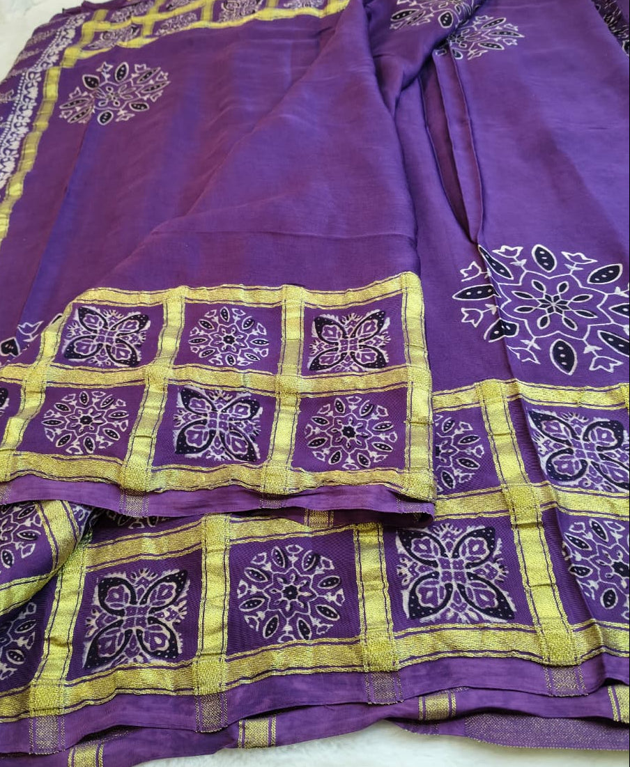 Premium Modal Silk Saree With Ajrakh Style Motifs (MDL-01)