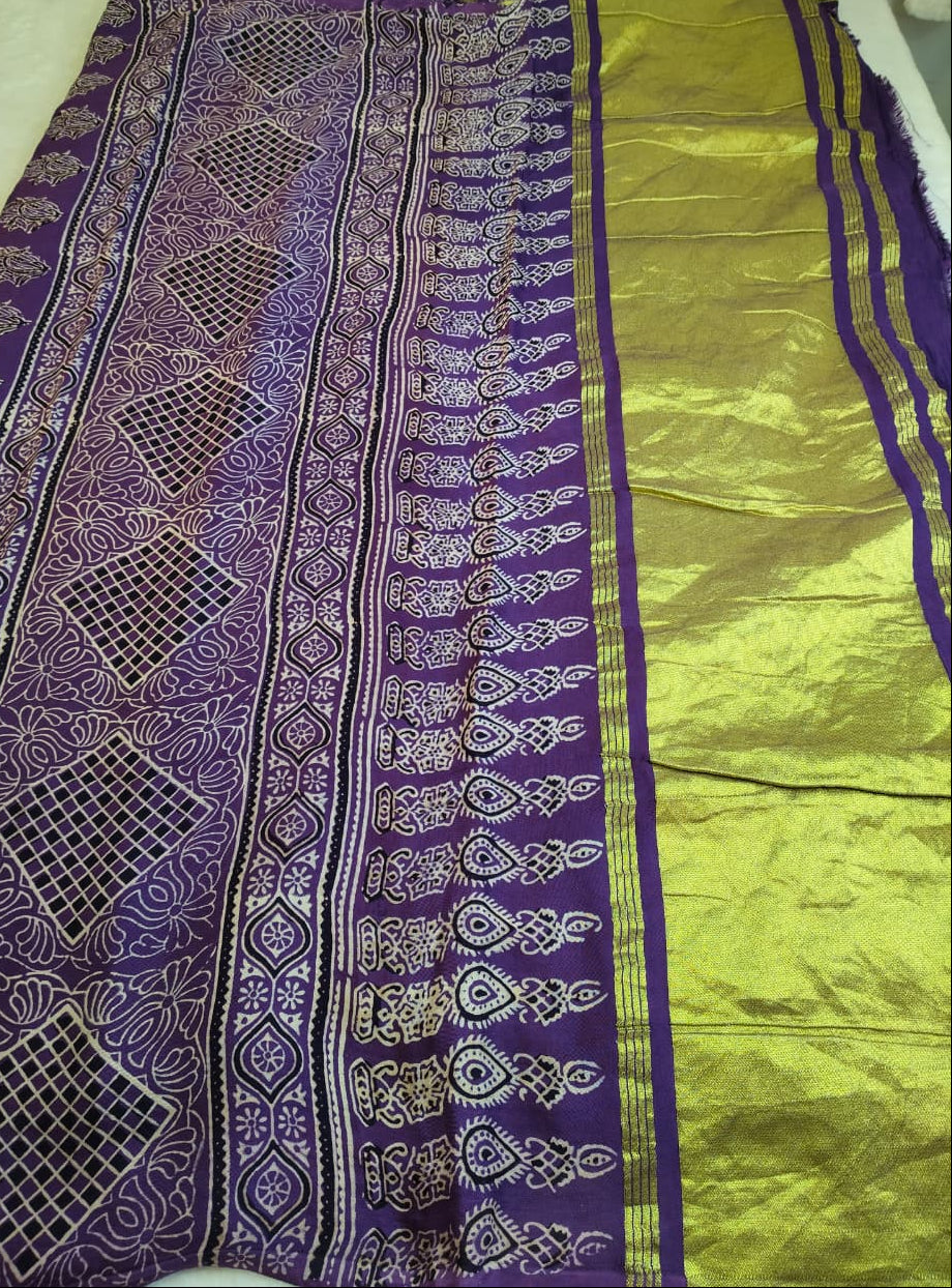 Premium Modal Silk Saree With Ajrakh Style Motifs (MDL-01)