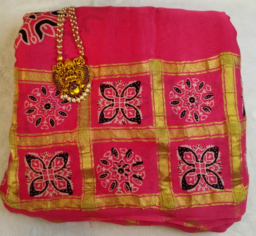 Premium Modal Silk Saree With Ajrakh Style Motifs (MDL-01)