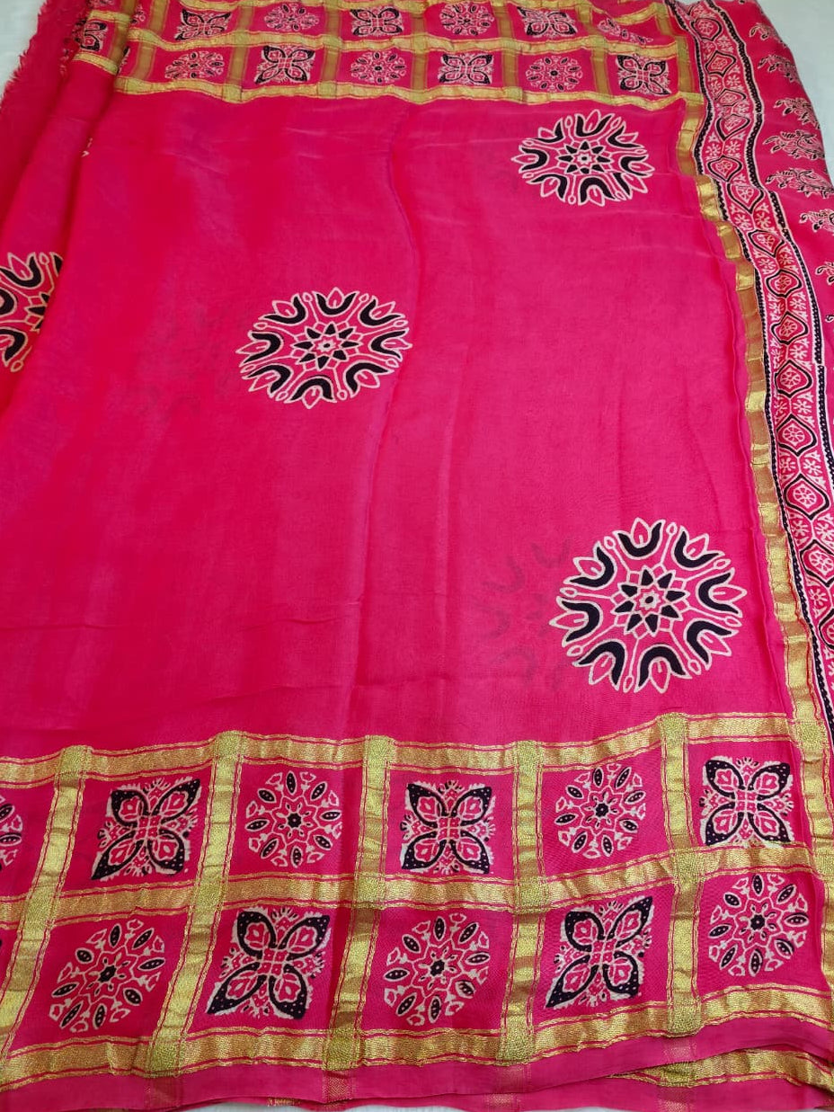 Premium Modal Silk Saree With Ajrakh Style Motifs (MDL-01)