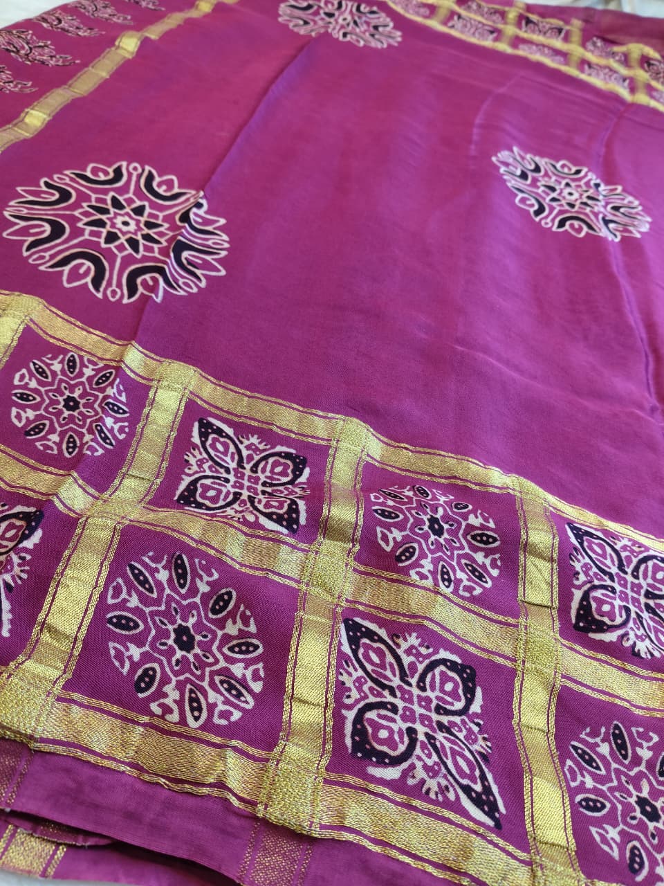 Premium Modal Silk Saree With Ajrakh Style Motifs (MDL-01)