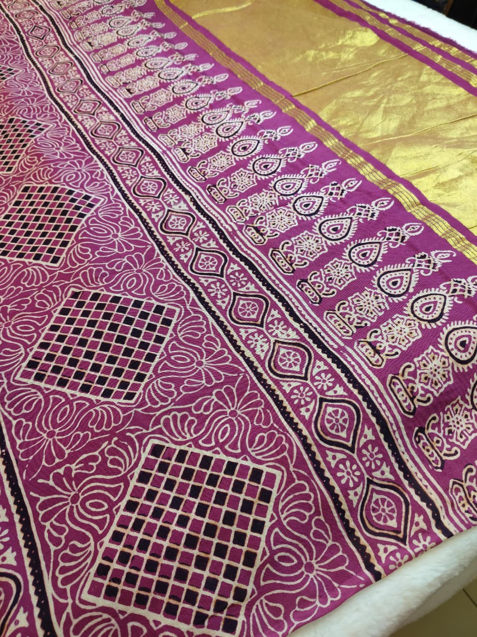 Premium Modal Silk Saree With Ajrakh Style Motifs (MDL-01)