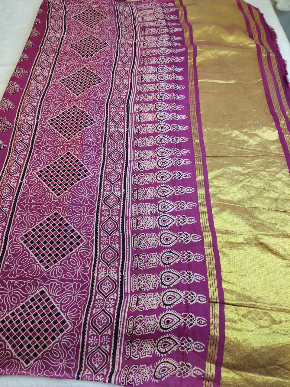 Premium Modal Silk Saree With Ajrakh Style Motifs (MDL-01)