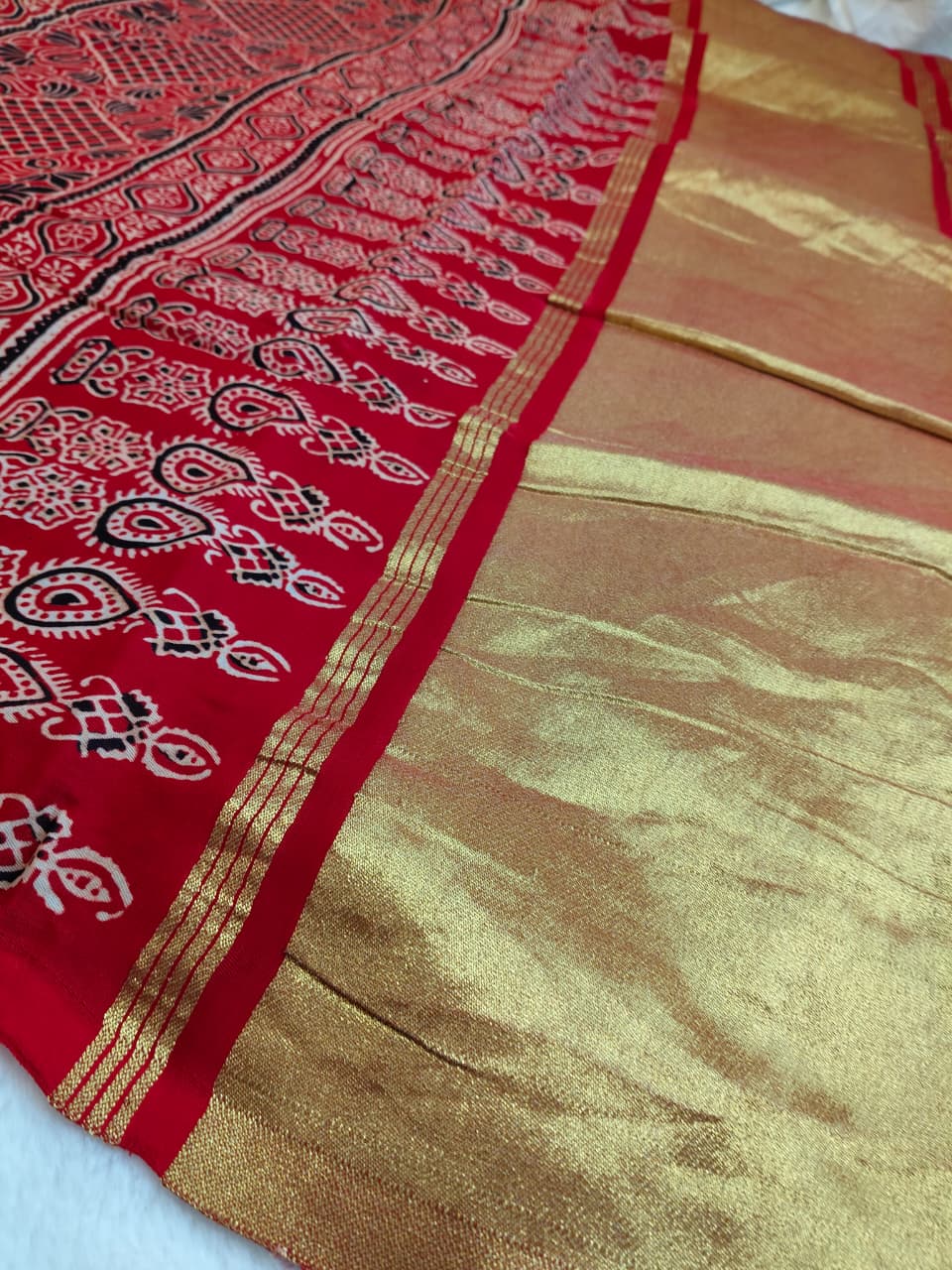 Premium Modal Silk Saree With Ajrakh Style Motifs (MDL-01)