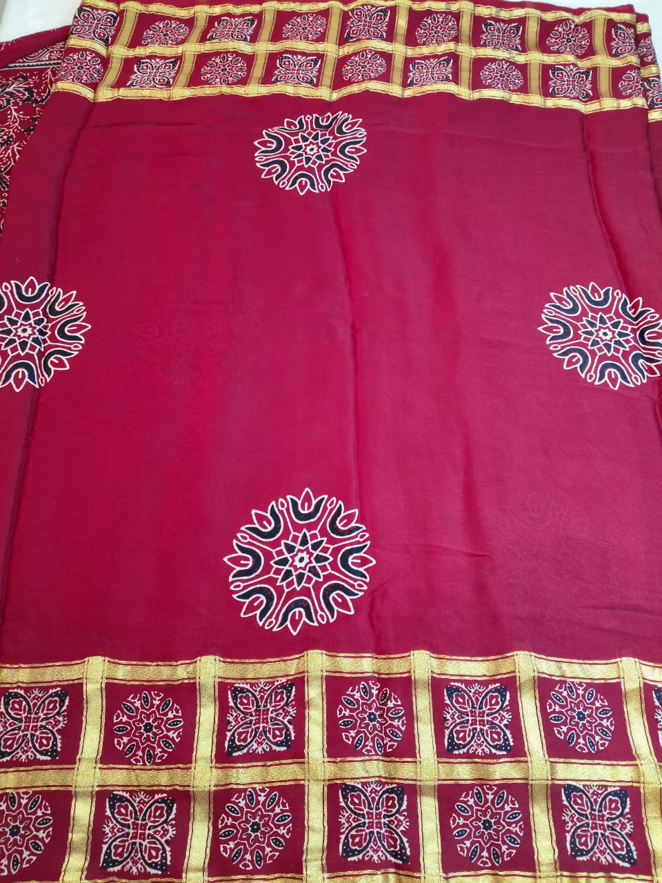 Premium Modal Silk Saree With Ajrakh Style Motifs (MDL-01)