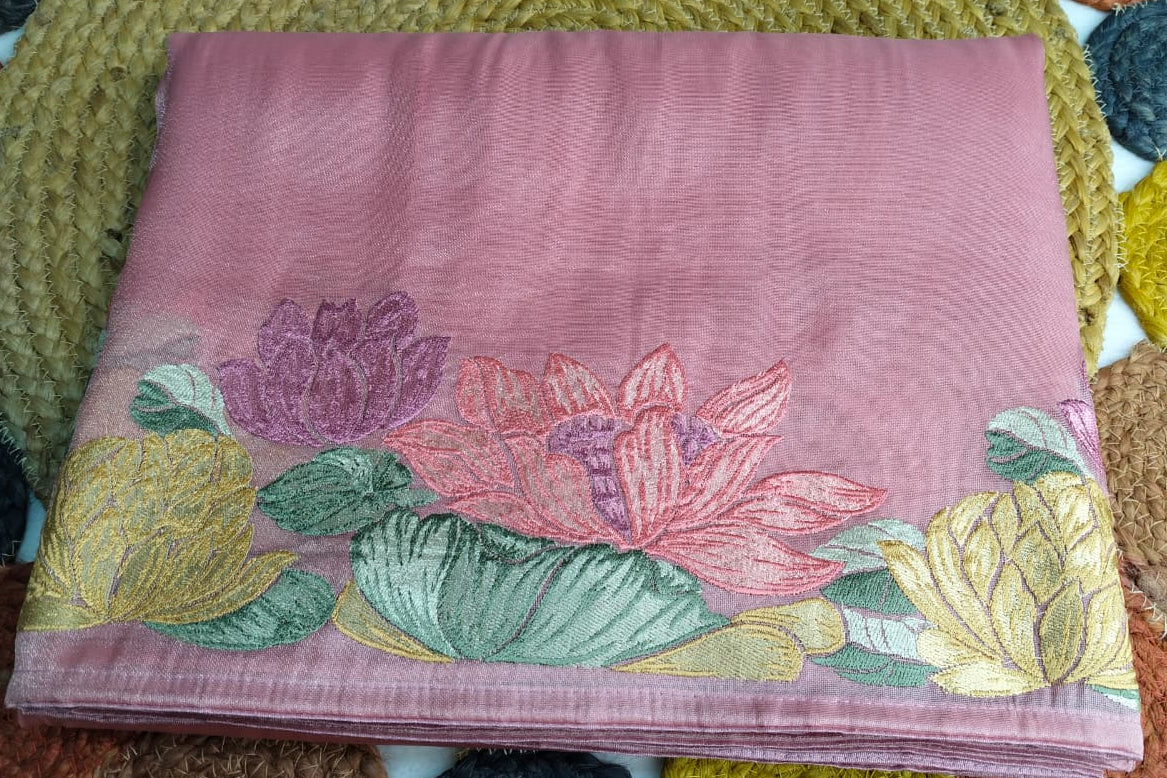 Pure Tissue Saree With Lotus Work (FTS-01)