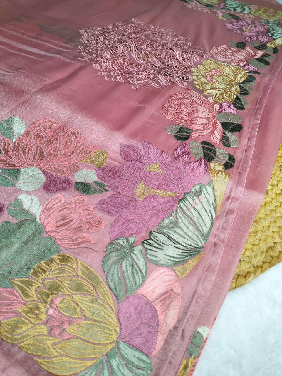 Pure Tissue Saree With Lotus Work (FTS-01)