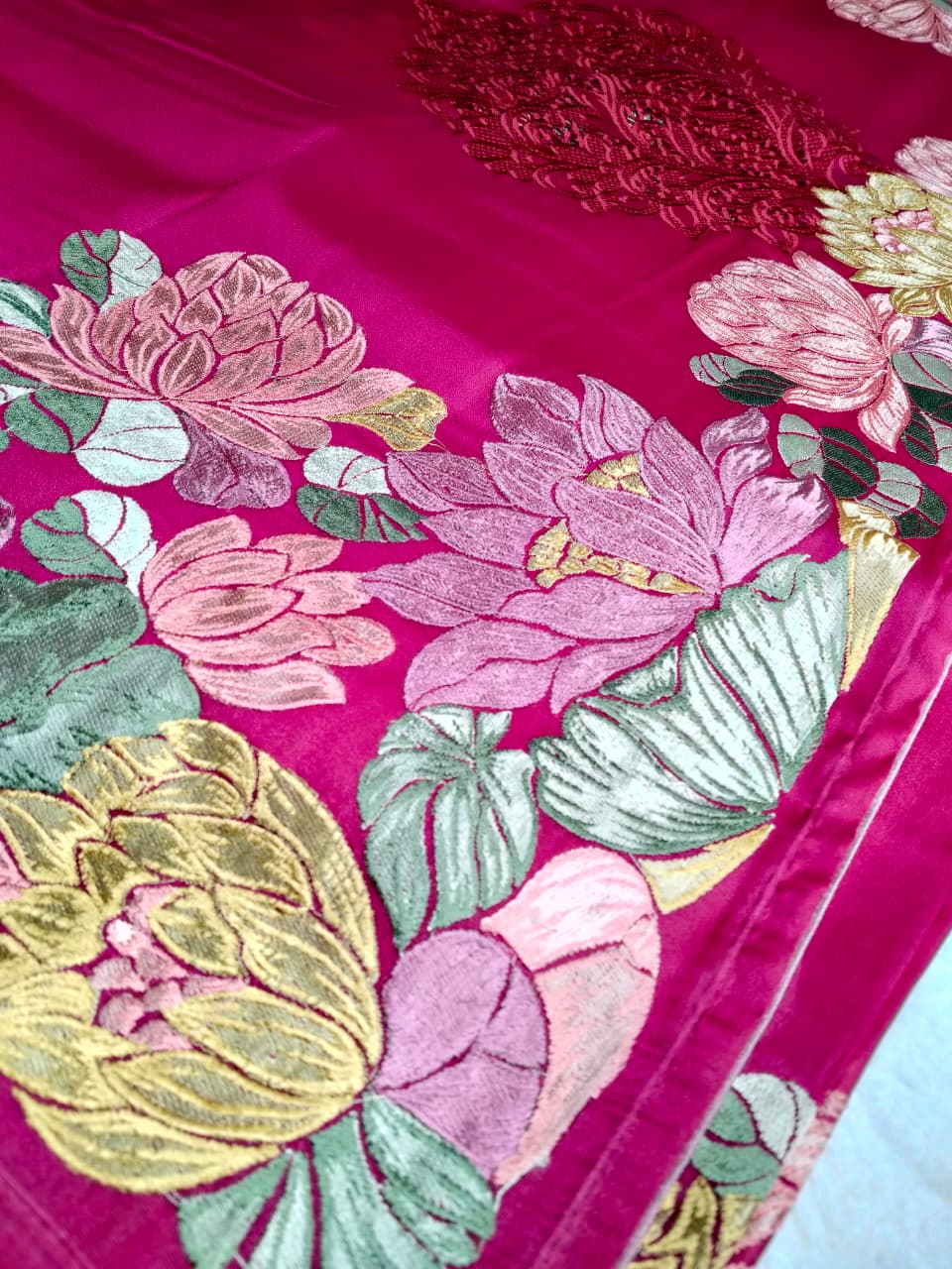 Pure Tissue Saree With Lotus Work (FTS-01)