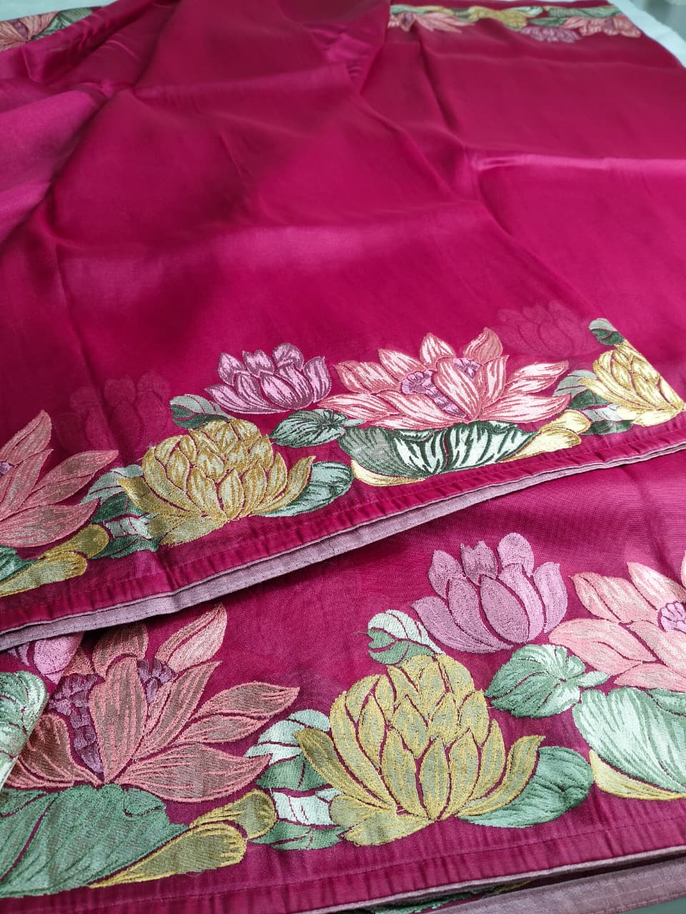 Pure Tissue Saree With Lotus Work (FTS-01)