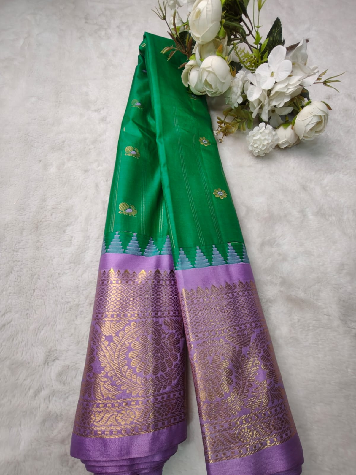 Semi Gadwal Saree with Rich Zari Border | Traditional Silk Saree - RSG-01