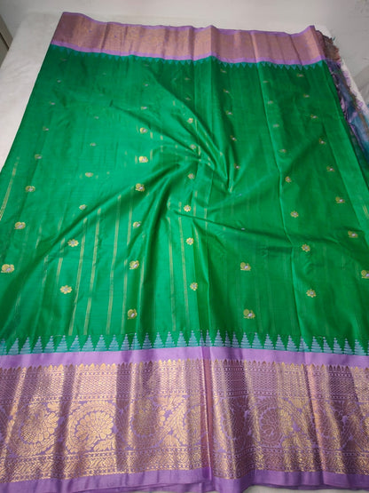 Semi Gadwal Saree with Rich Zari Border | Traditional Silk Saree - RSG-01