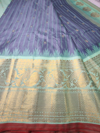 Semi Gadwal Saree with Rich Zari Border | Traditional Silk Saree - RSG-01