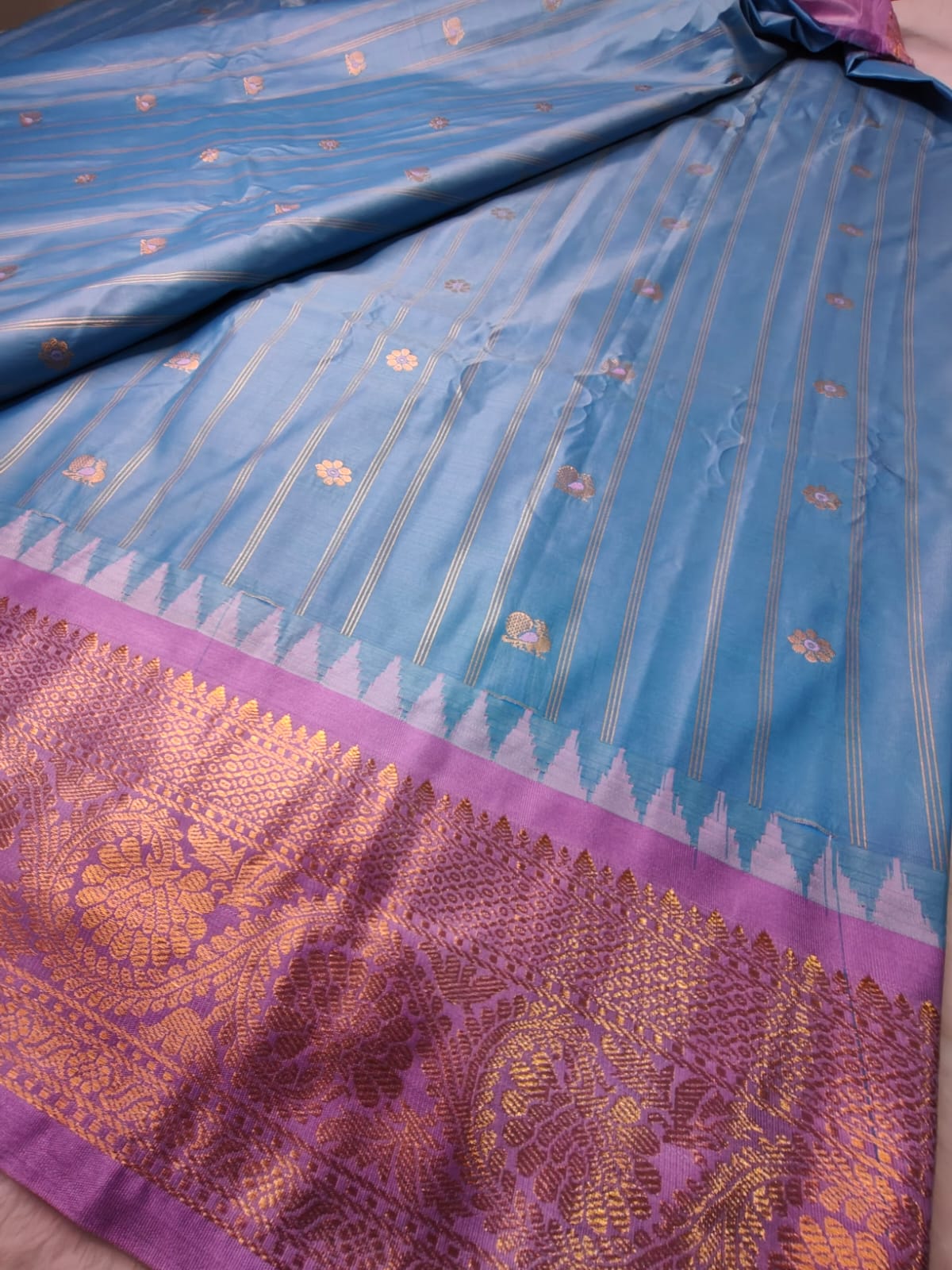 Semi Gadwal Saree with Rich Zari Border | Traditional Silk Saree - RSG-01