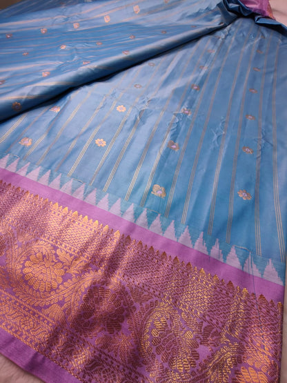 Semi Gadwal Saree with Rich Zari Border | Traditional Silk Saree - RSG-01