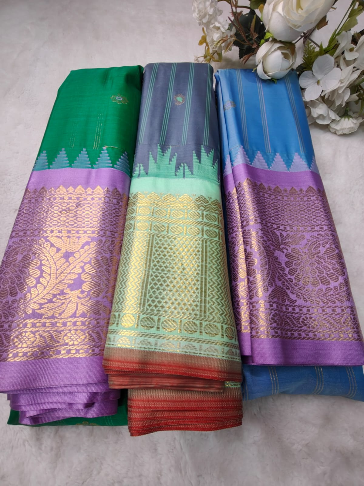 Semi Gadwal Saree with Rich Zari Border | Traditional Silk Saree - RSG-01