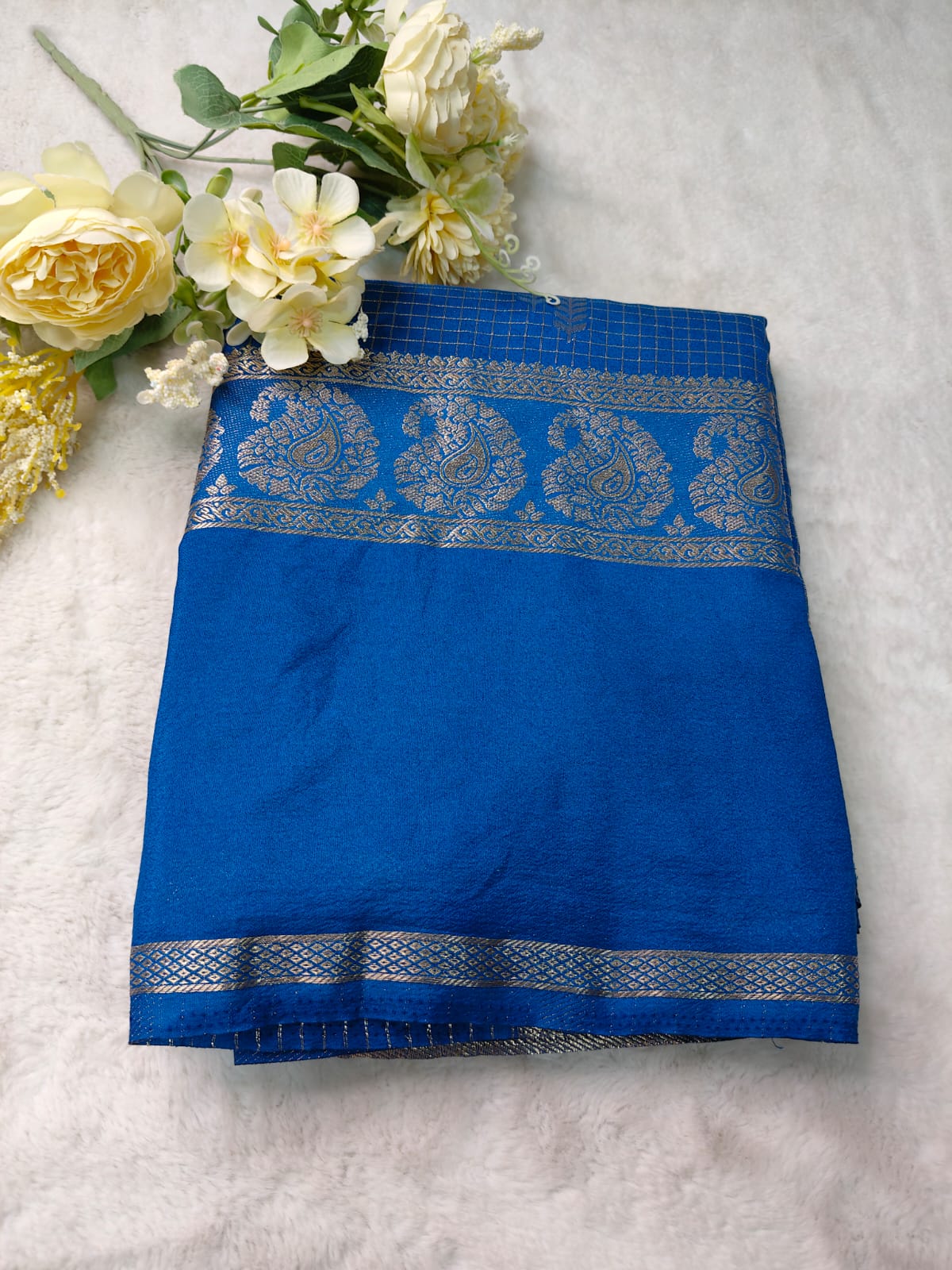 Semi Crepe Silk Saree with Rich Zari Border - SS-99
