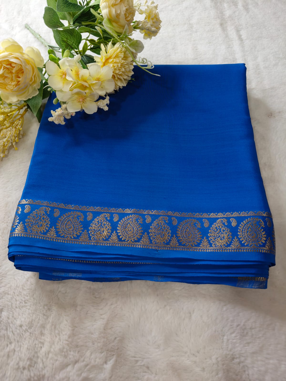 Pure Silk Royal Blue Saree with Silver Zari Border - RPKS-04| Traditional Wedding Saree