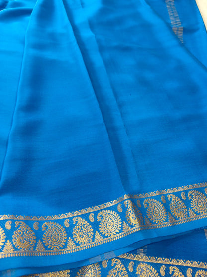 Pure Silk Royal Blue Saree with Silver Zari Border - RPKS-04| Traditional Wedding Saree