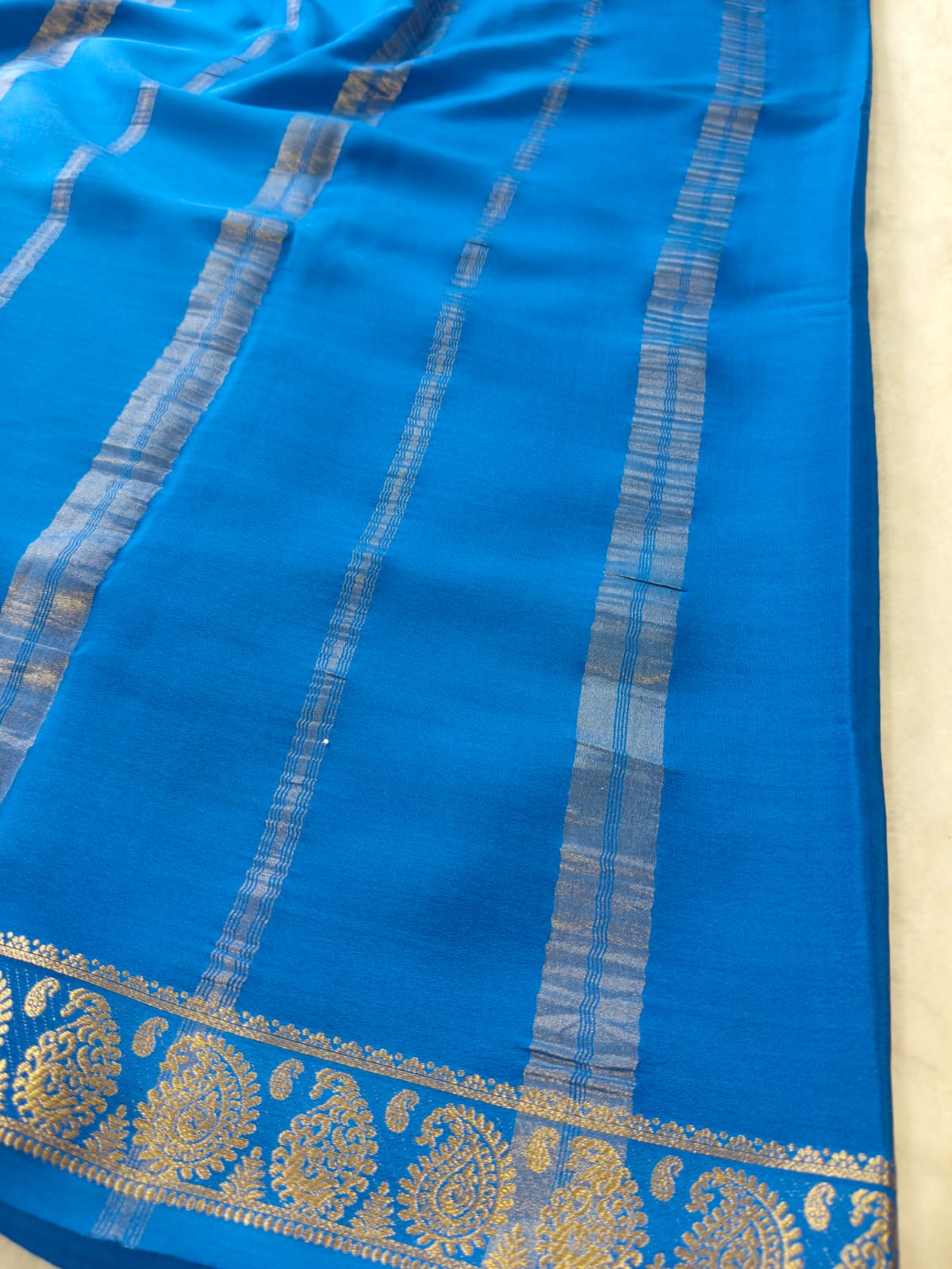 Pure Silk Royal Blue Saree with Silver Zari Border - RPKS-04| Traditional Wedding Saree