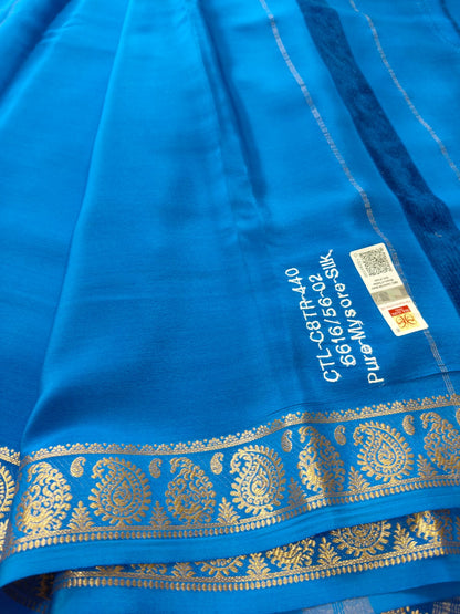 Pure Silk Royal Blue Saree with Silver Zari Border - RPKS-04| Traditional Wedding Saree