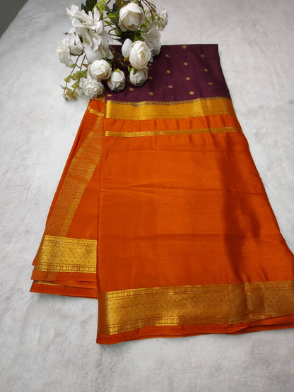 Semi Silk Saree with Contrast Border & Zari Buttas | Traditional Festive Wear Saree - SS-97
