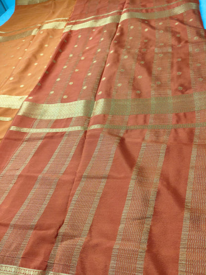 Semi Silk Saree with Contrast Border & Zari Buttas | Traditional Festive Wear Saree - SS-97