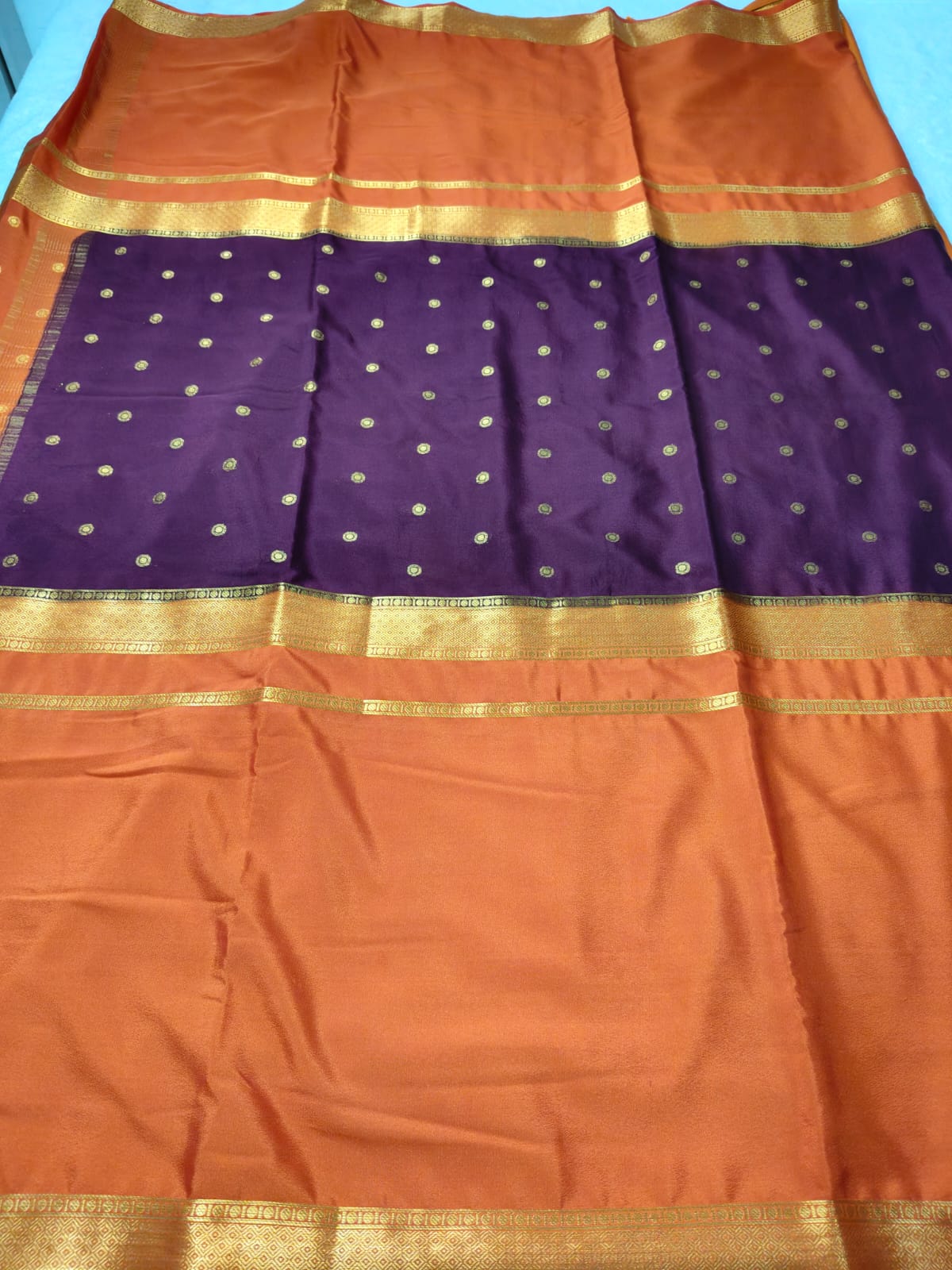 Semi Silk Saree with Contrast Border & Zari Buttas | Traditional Festive Wear Saree - SS-97